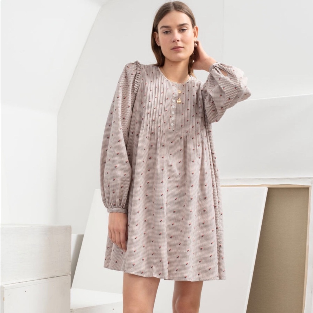 & Other Stories Floral Pink Checkered Dress